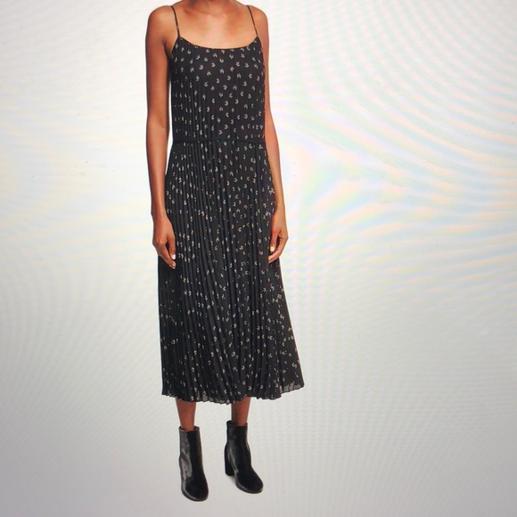 vince polka dot pleated cami dress